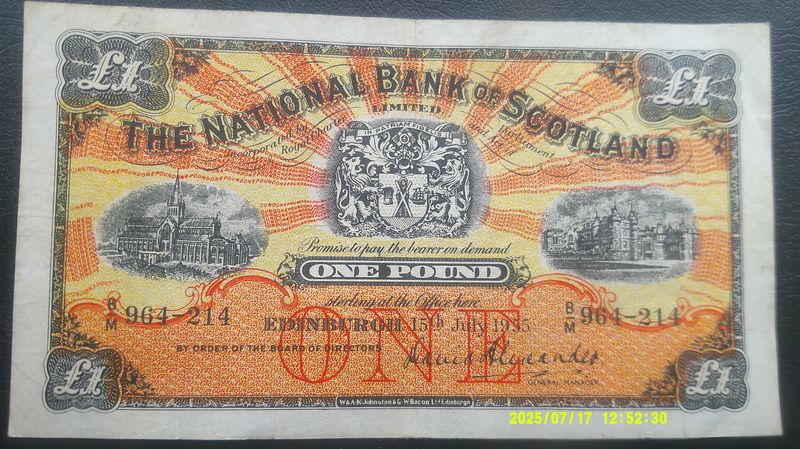National Bank of Scotland £1  -  1955