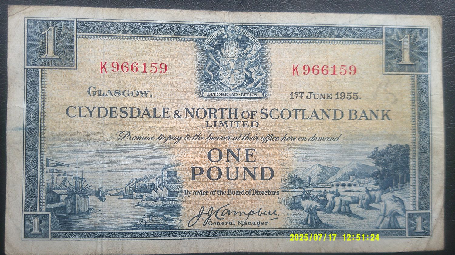 Clydesdale & North of Scotland Bank £1 - 1955