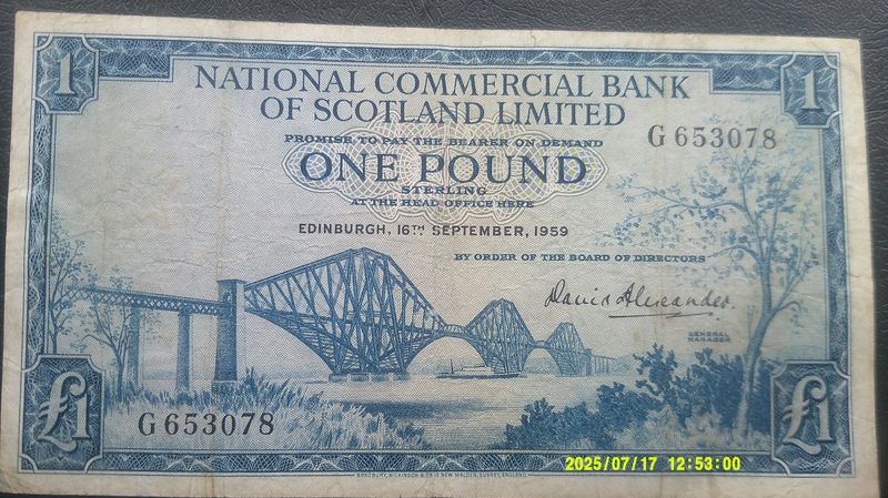 National Commercial Bank £1 - 1959