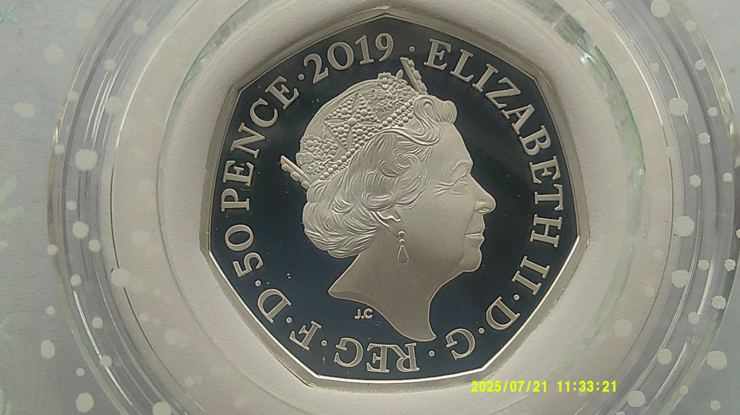 2019 - Colourised Silver Proof Fifty Pence  (The Snowman)