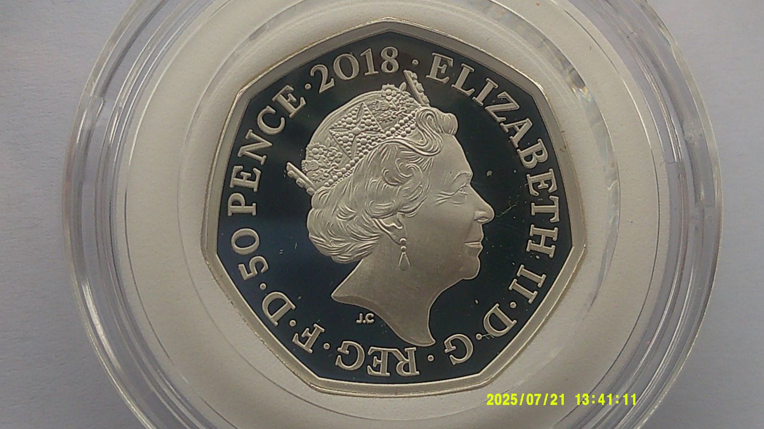 2018 - Silver Proof Coloured Fifty Pence (Paddington at the Station) MRPD2