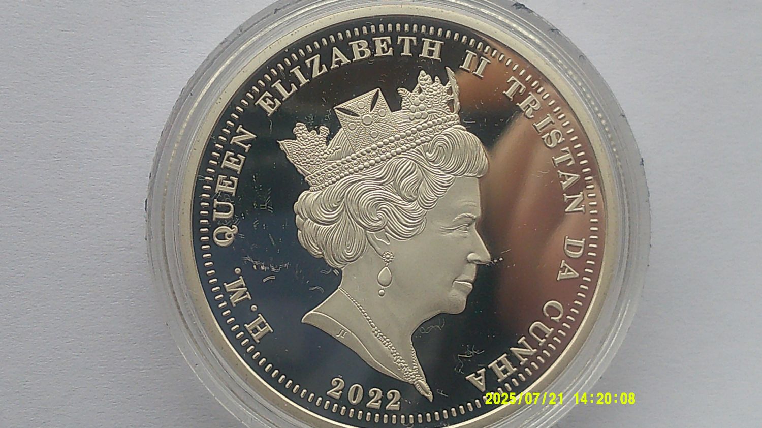Tristan Da Cunha  - 2022 Colourised Silver Proof Five Pounds (Platinum Jubilee) MRPD2