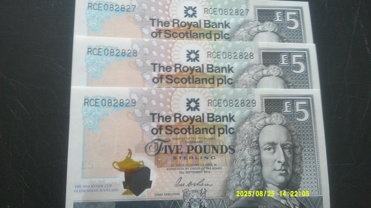 Royal Bank of Scotland £5  -  2014  (3 Consecutive)