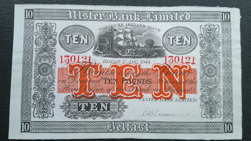 Ulster Bank Ten Pounds - 1944
