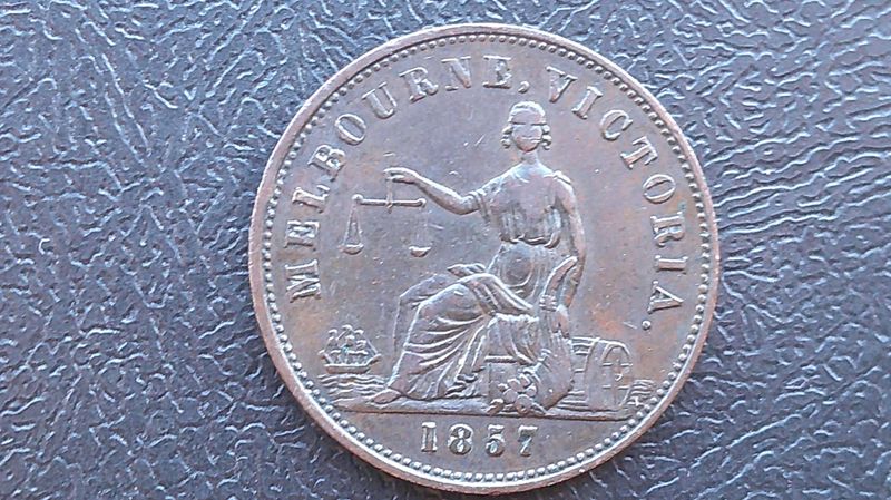 Australia Halfpenny Token  Melbourne & Victoria - 1857