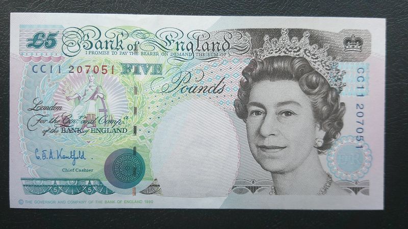 Bank of England £5 - From 1991 to 1998