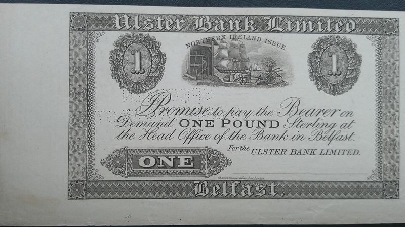 Ulster Bank £1 - c1929 Specimen