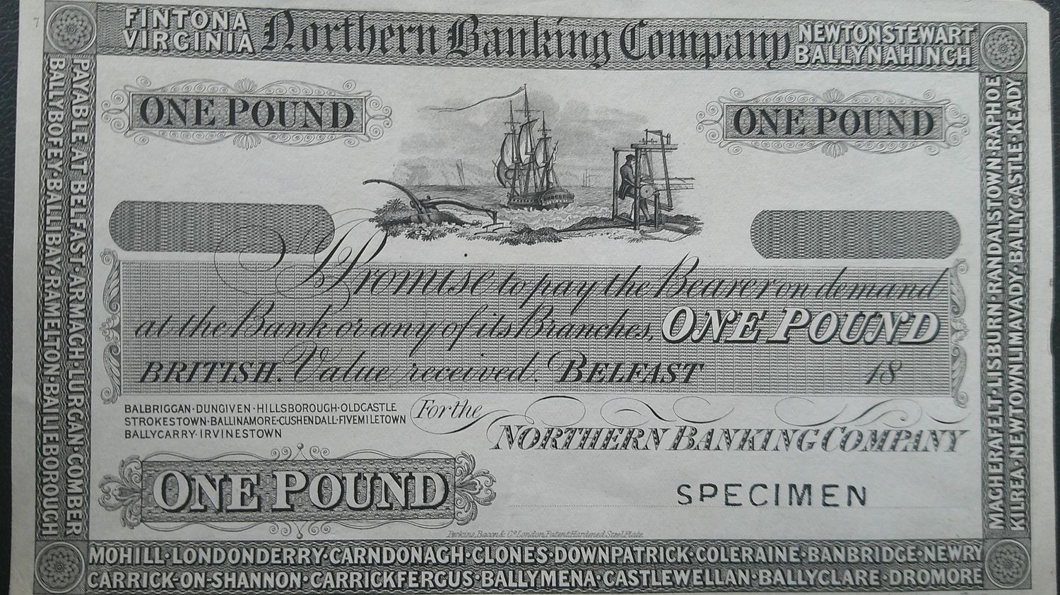 Northern Bank £1 - 1875  Specimen
