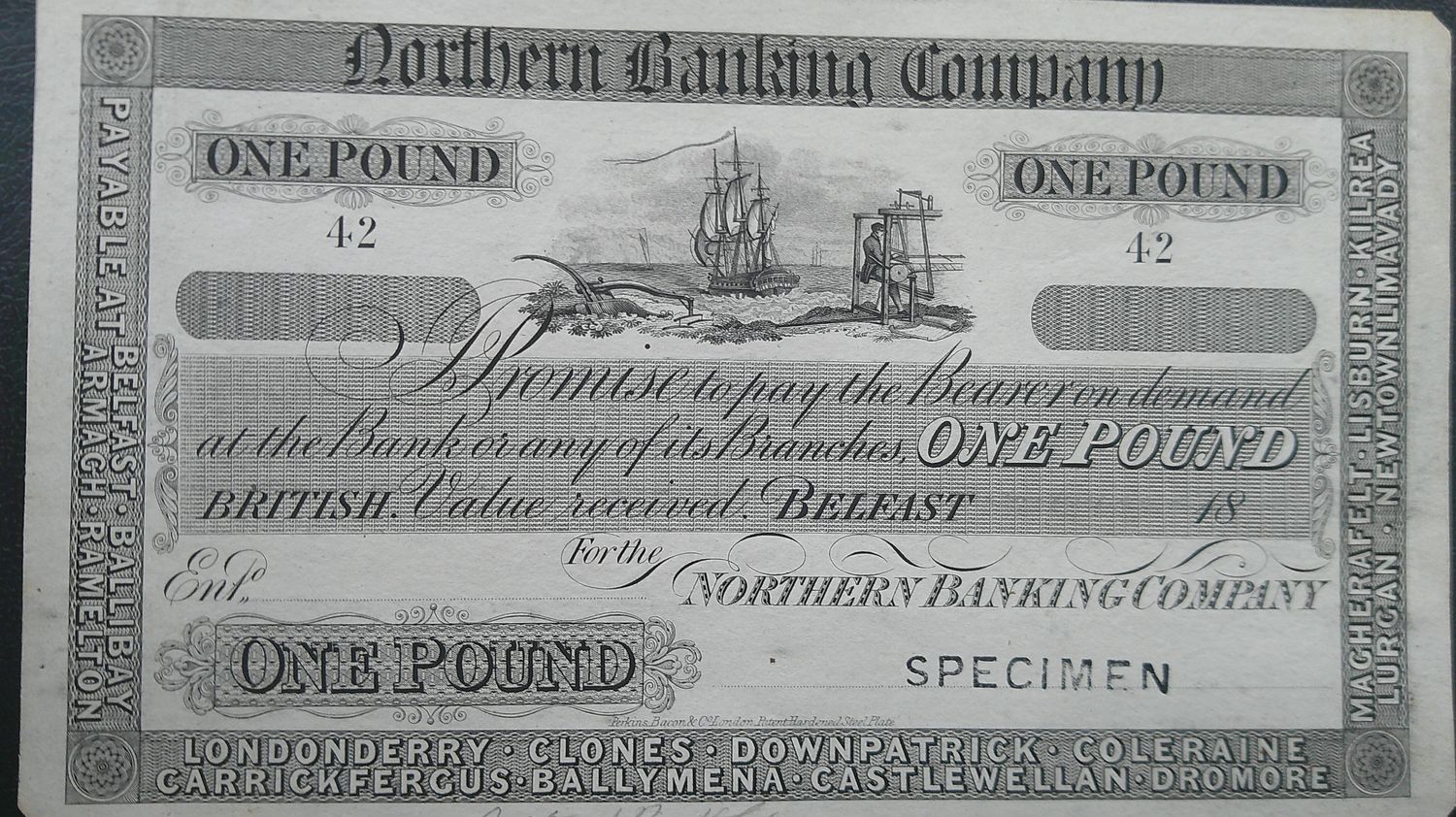 Northern Bank £1 - 1861  Specimen