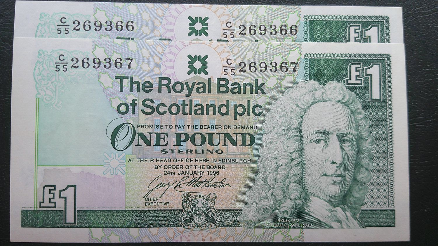 Royal Bank of Scotland £1 Consecutive Pair - 1996