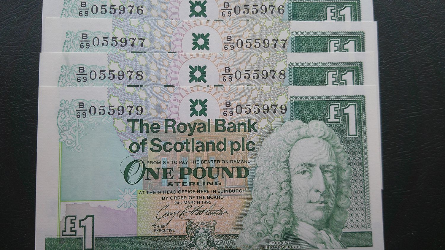 Royal Bank of Scotland £1 Four Consecutive - 1992