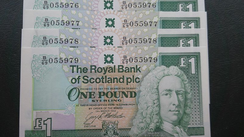 Royal Bank of Scotland £1 Four Consecutive - 1992