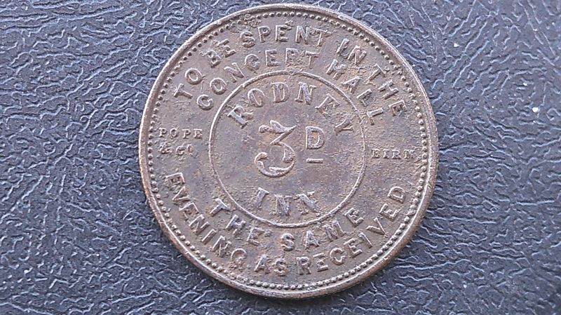 Rodney Inn Threepence Token Coleshill Street Birmingham