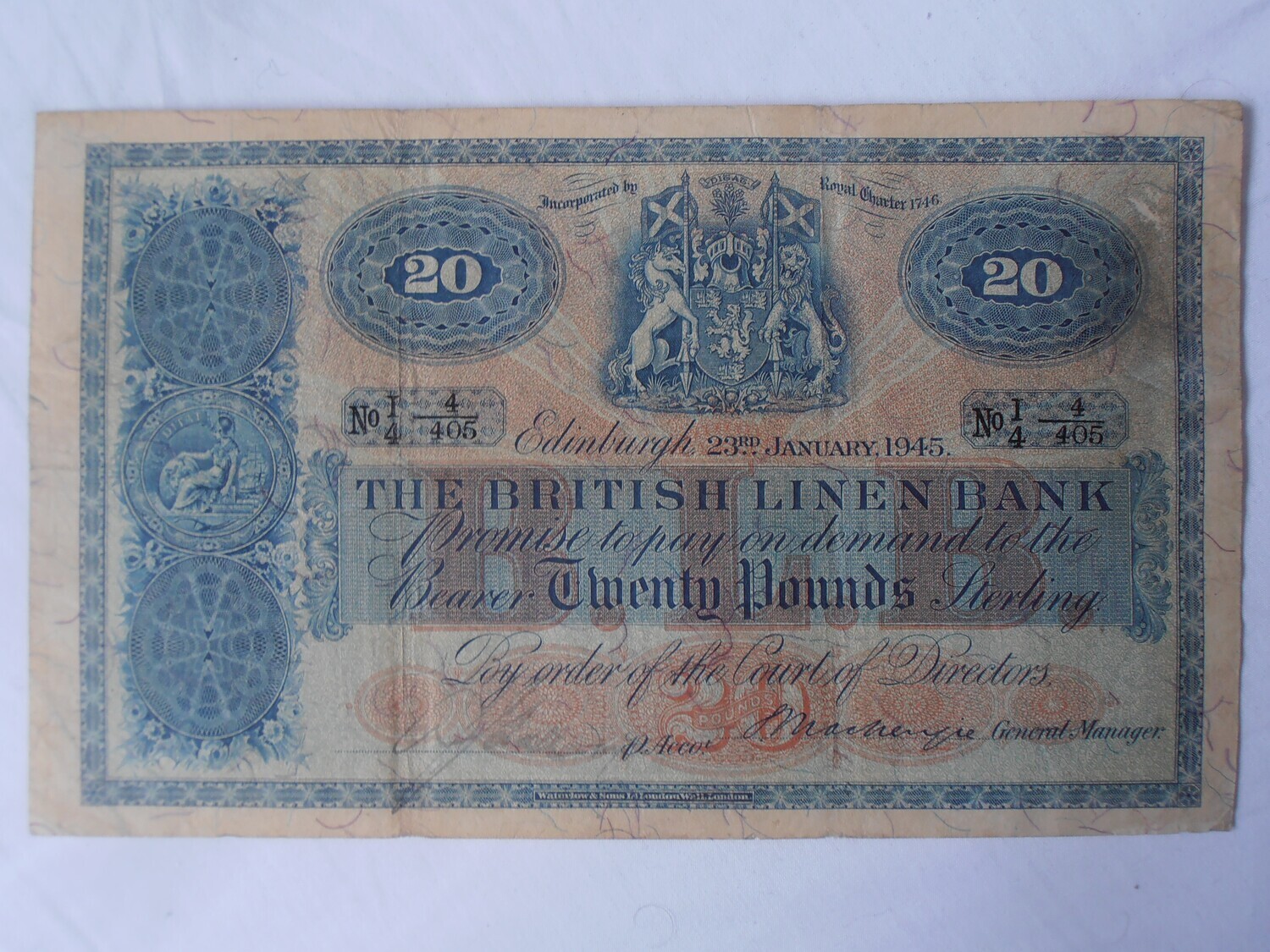 British Linen Bank £20 - 1945 British Linen Bank £20 - 1945