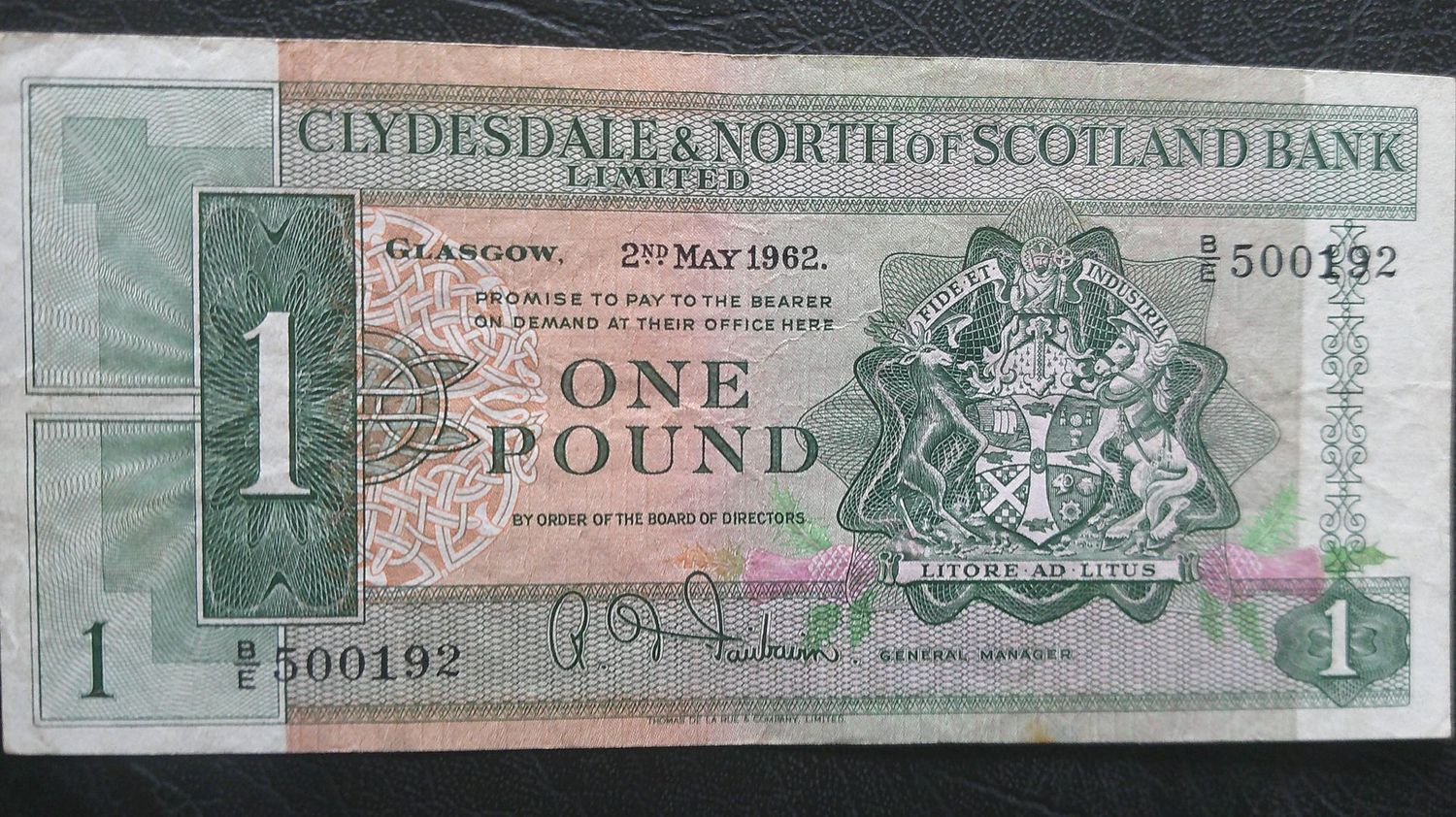 Clydesdale & North of Scotland Bank £1 - 1962