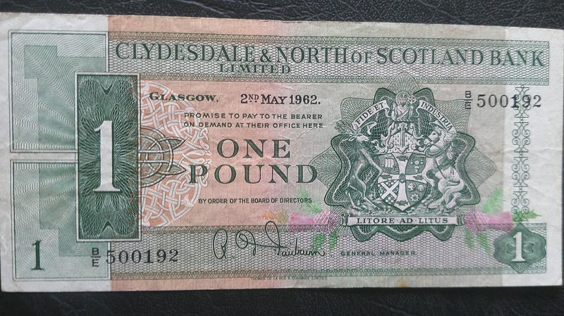 Clydesdale & North of Scotland Bank £1 - 1962