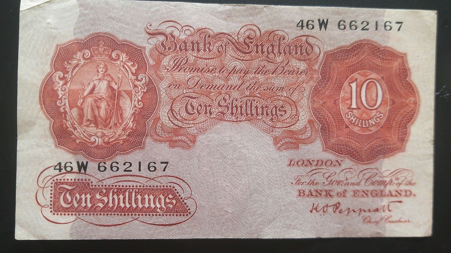Bank of England Ten Shillings From 1934 Bank of England Ten Shillings From 1934