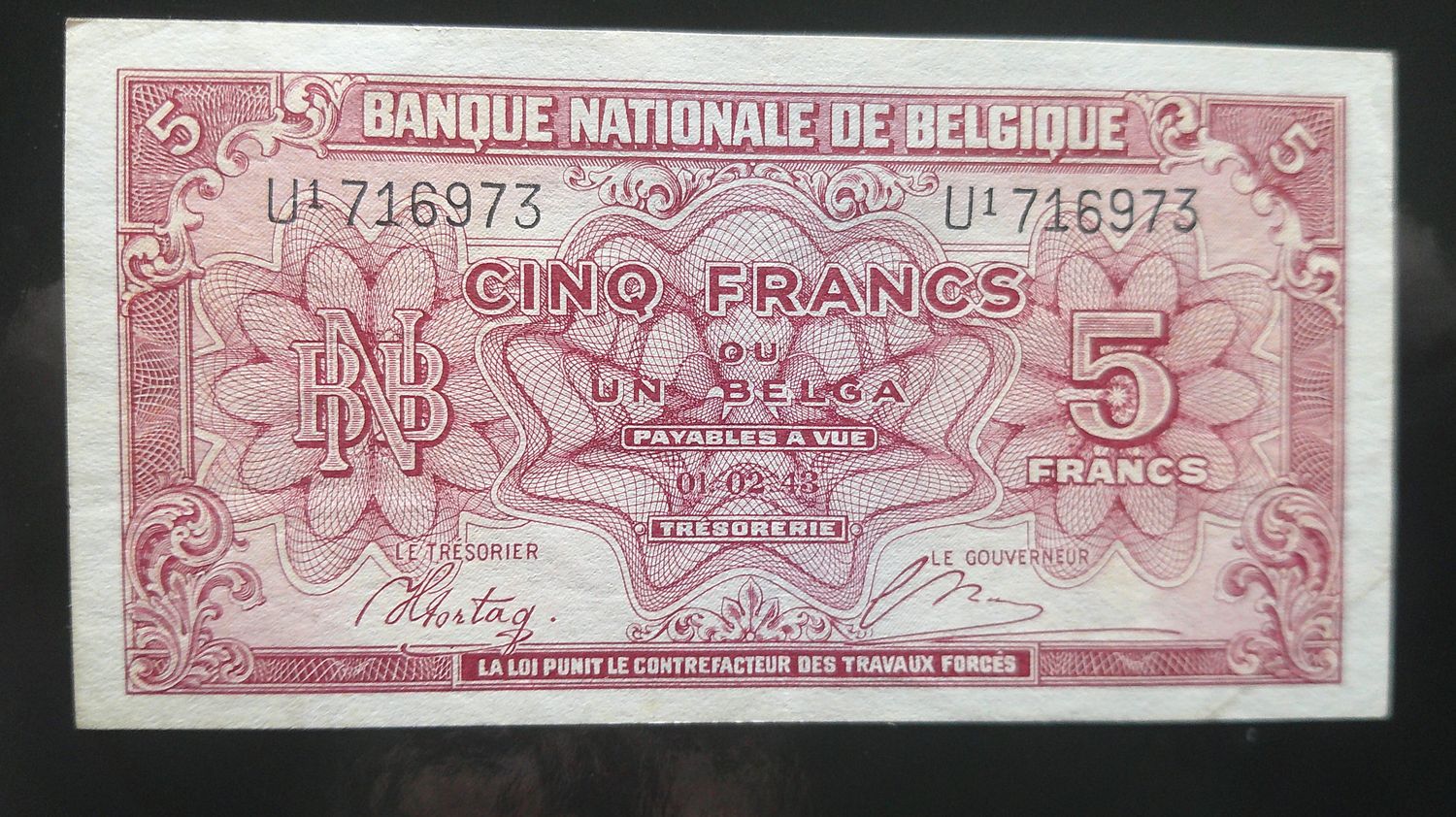Belgium 5 Francs - 1944