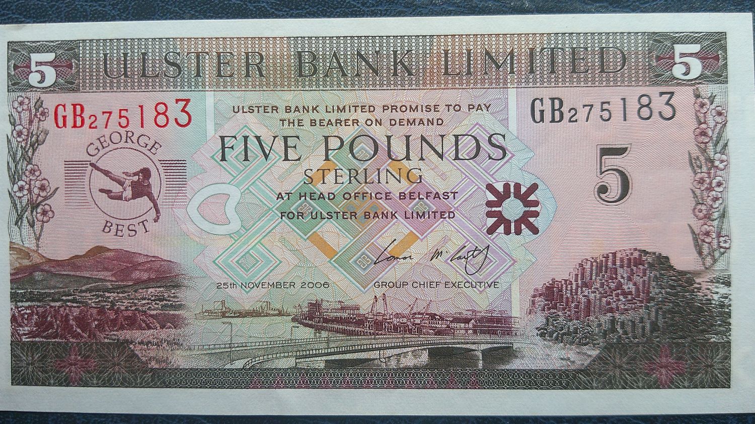 Ulster Bank £5 - 2006 (George Best)