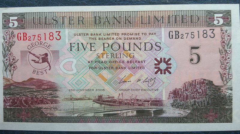 Ulster Bank £5 - 2006 (George Best)