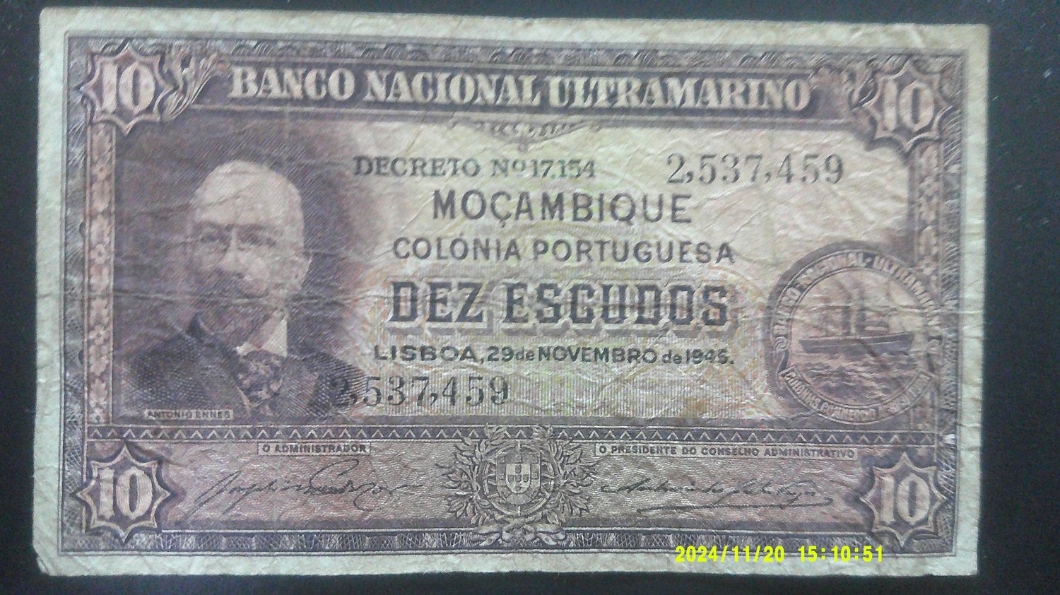 Mozambique 10 Escudos - 1945