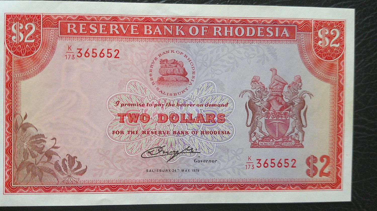Rhodesia Two Dollars - 1979