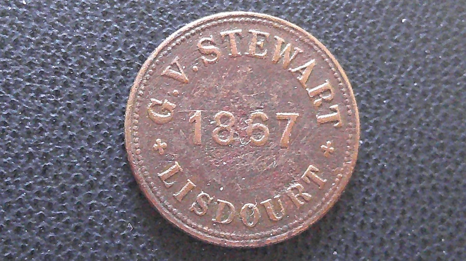 G.V. Stewart Penny Token Lisdourt Ireland - 1867 G.V. Stewart Penny Token Lisdourt Ireland - 1867