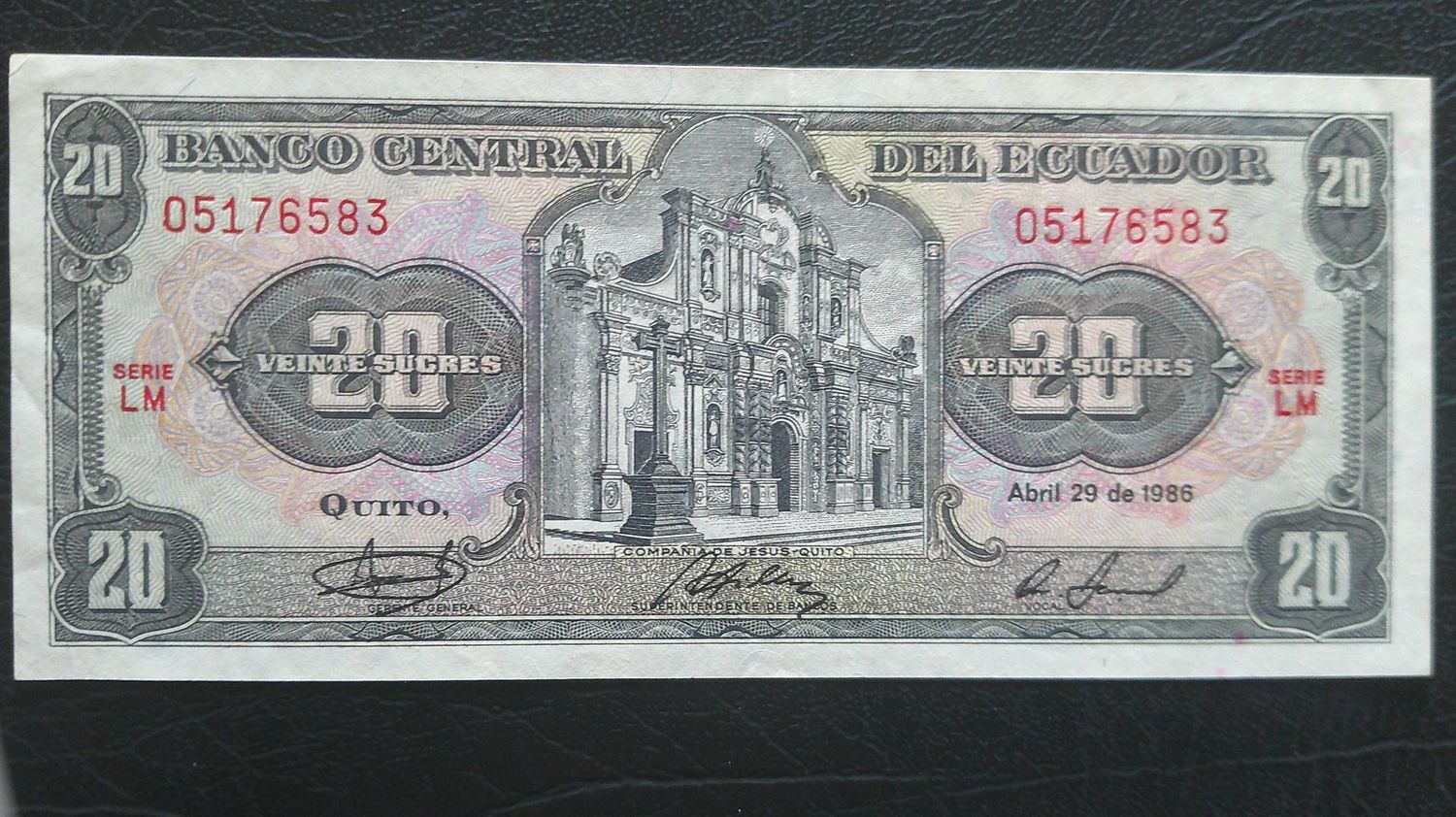 Ecuador 20 Sucres  -  1986
