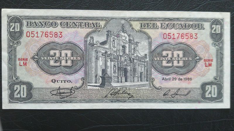 Ecuador 20 Sucres  -  1986
