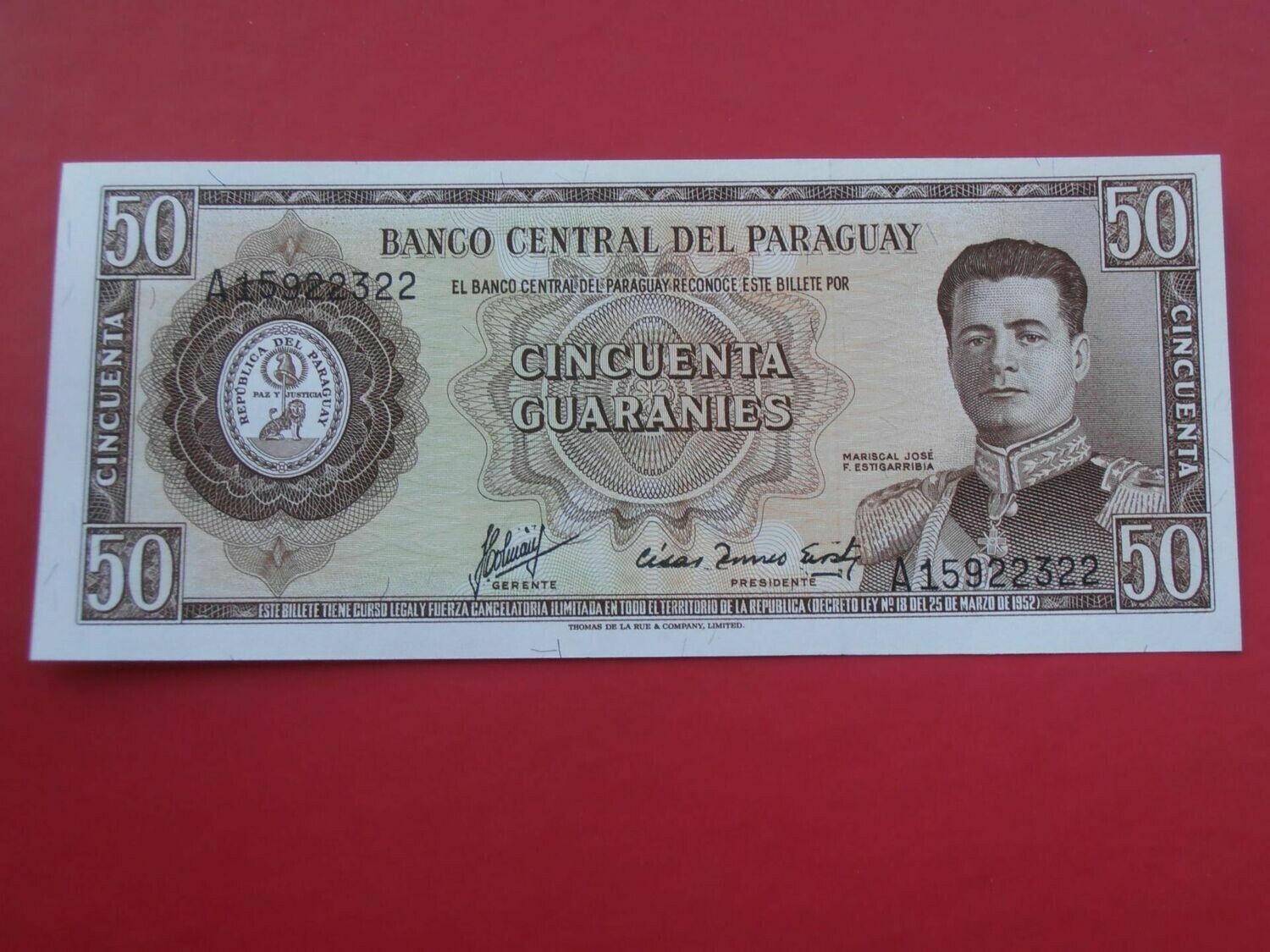 Paraguay 50 Guaranies - L1952 Paraguay 50 Guaranies - L1952