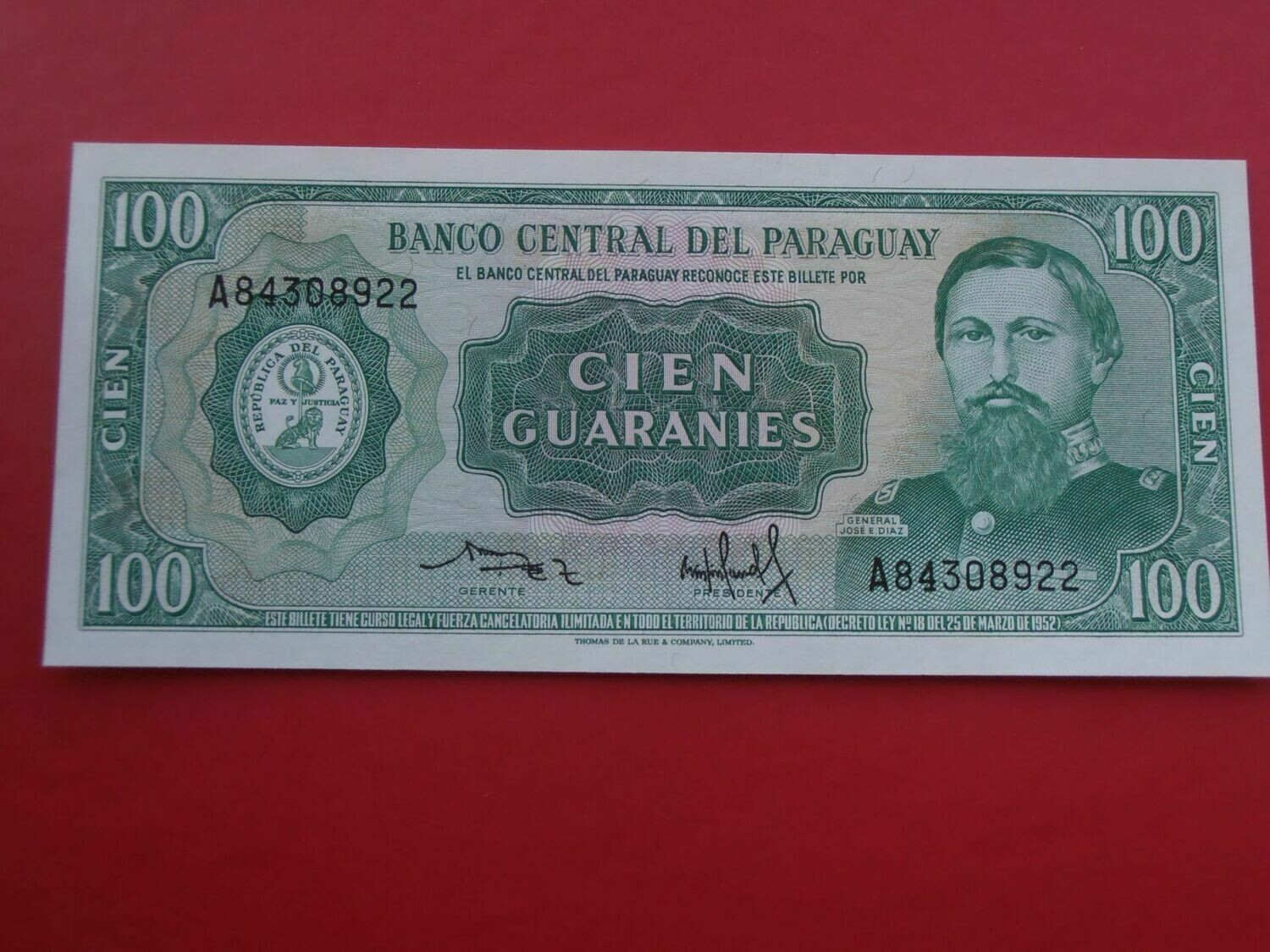 Paraguay 100 Guaranies - L1952 Paraguay 100 Guaranies - L1952