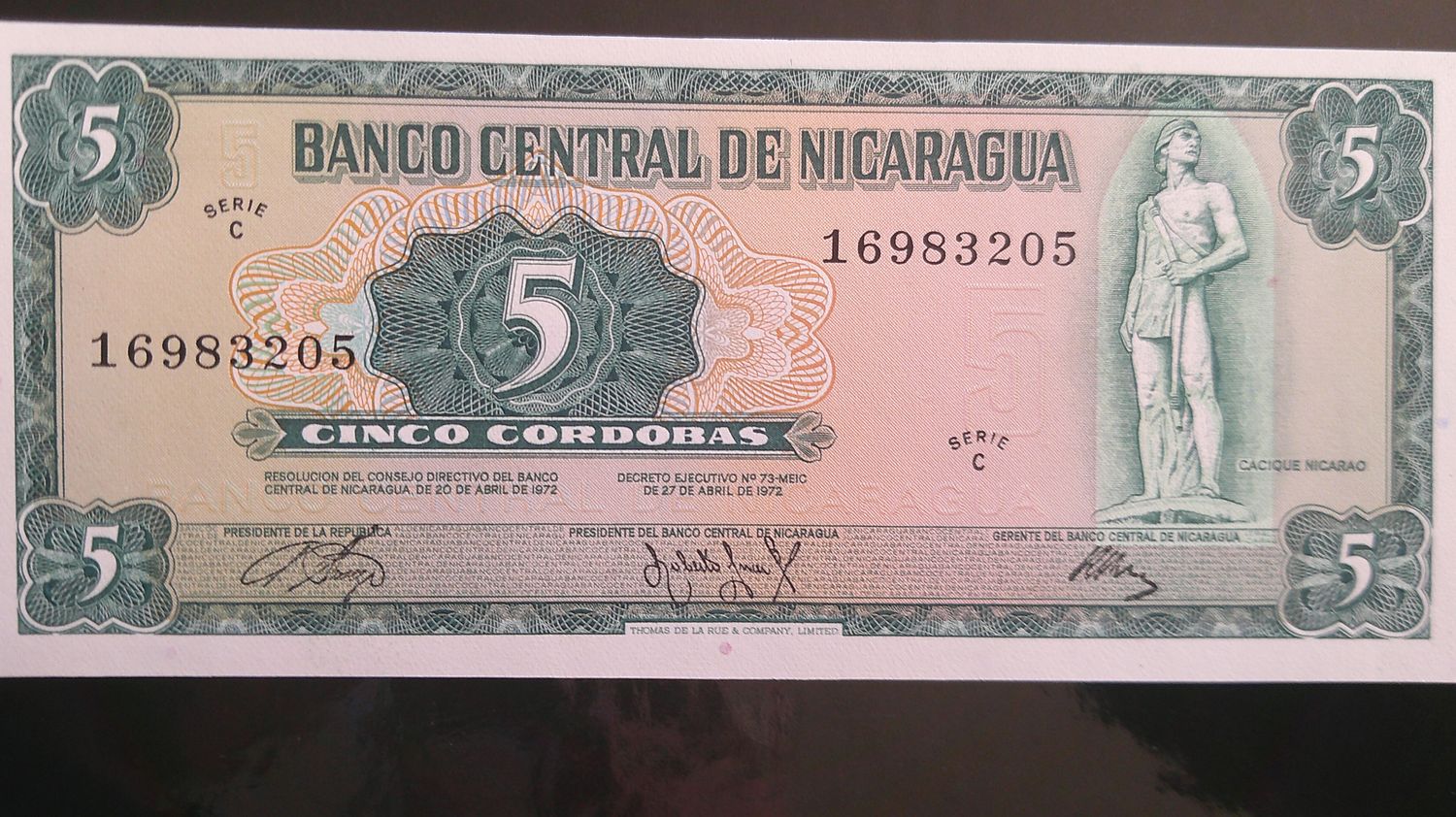 Nicaragua 5 Cordobas  -  1972
