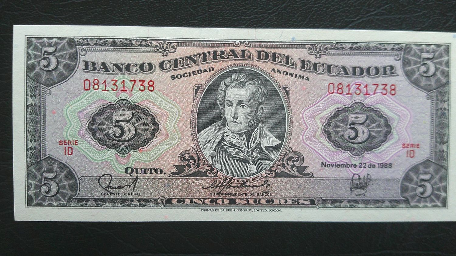Ecuador 5 Sucres - 1988