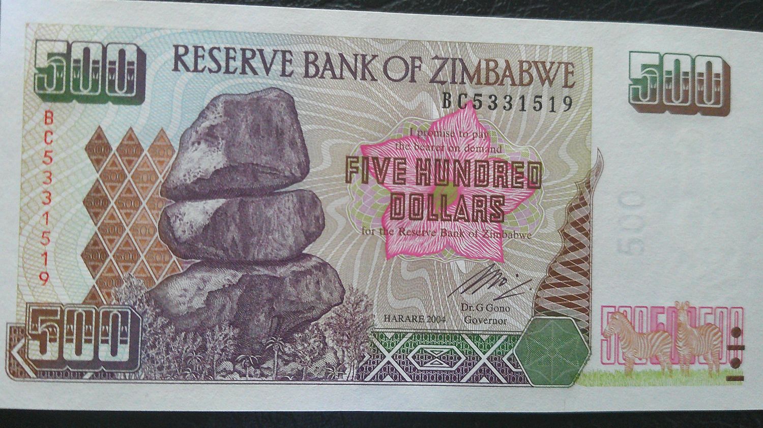 Zimbabwe 500 Dollars -  2004