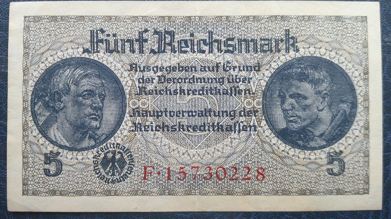 Germany 5 Reichsmarks - 1940 to 1945