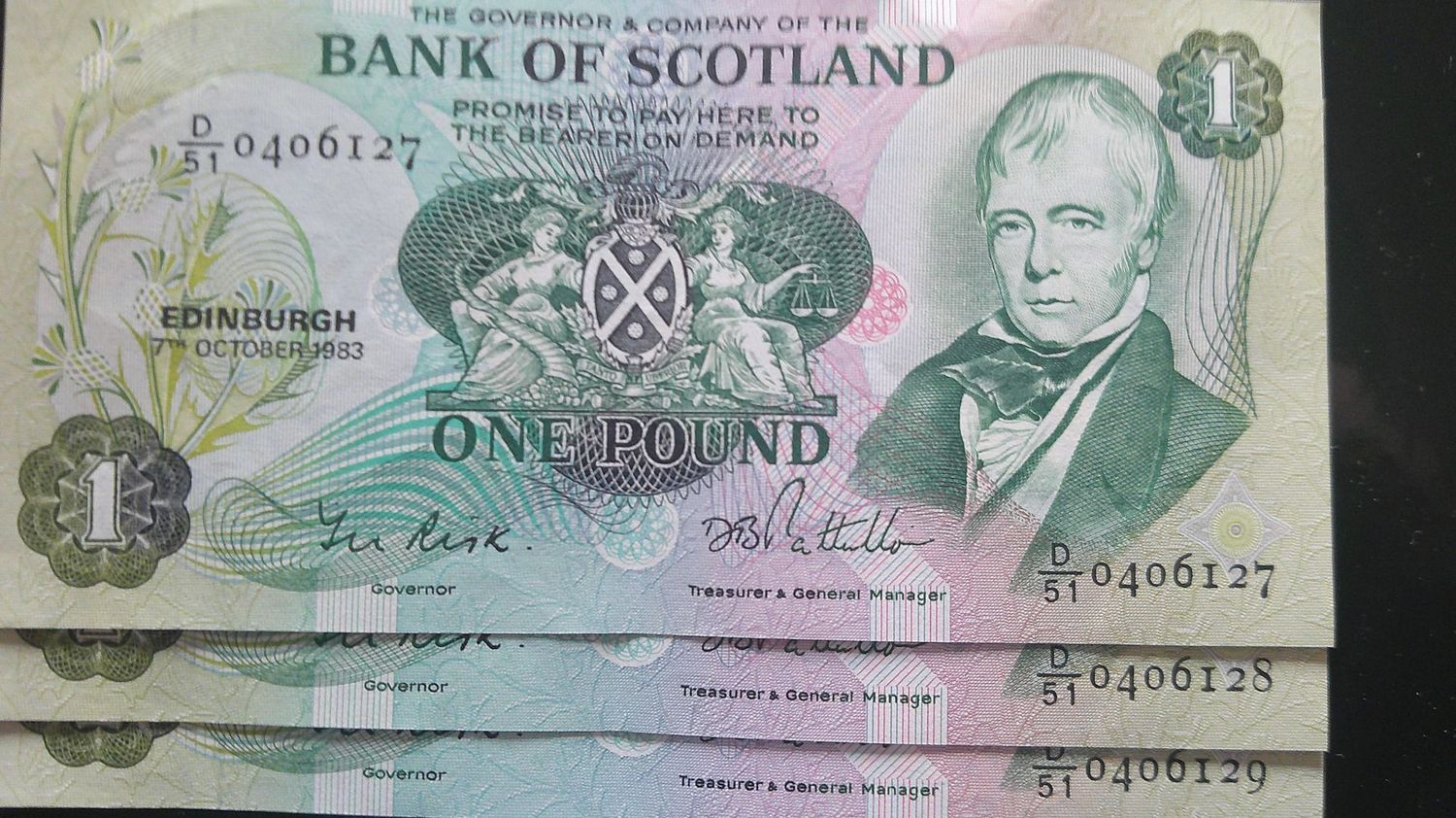 Bank of Scotland £1  -  1983 (Three Consecutive)
