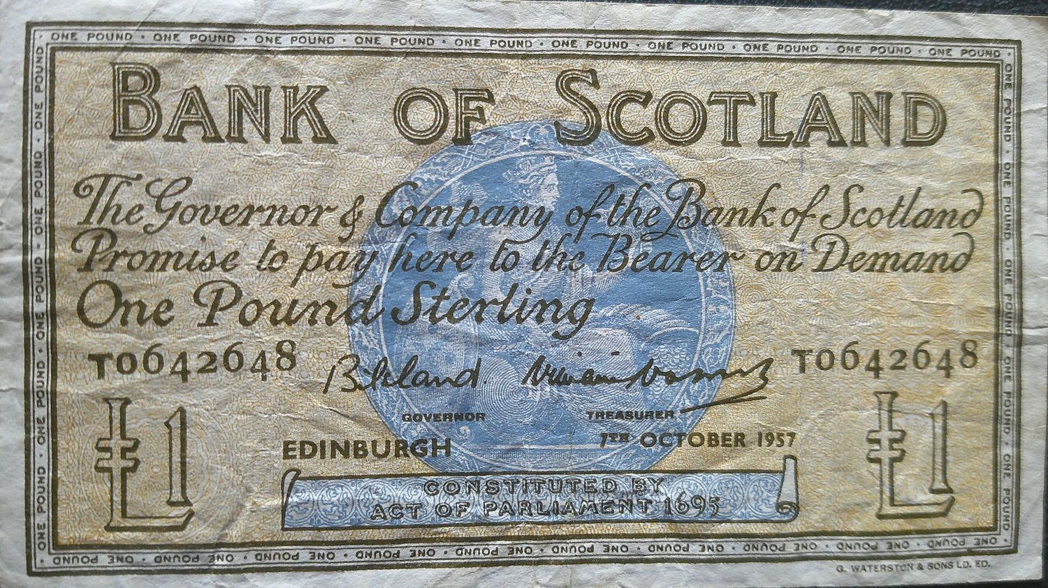 Bank of Scotland £1  -  1957