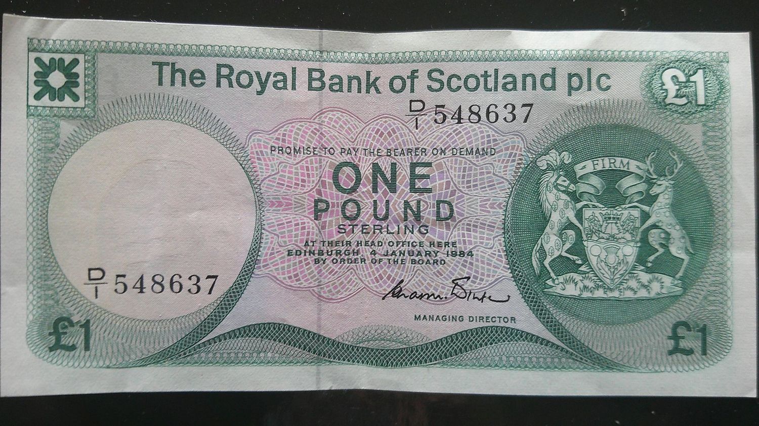 Royal Bank of Scotland £1 - 1984 Royal Bank of Scotland £1 - 1984