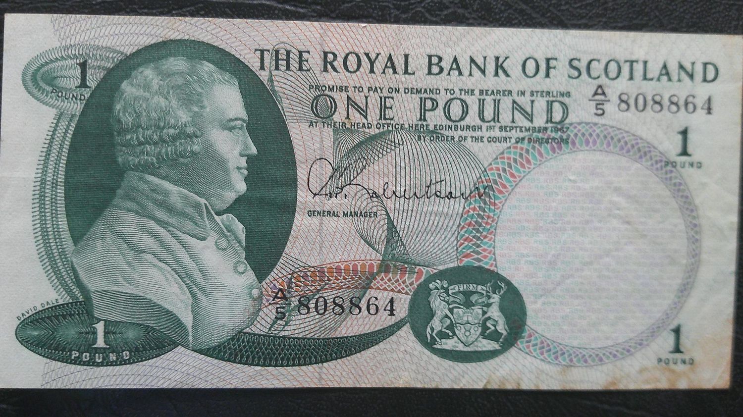 Royal Bank of Scotland £1  -  1967 David Dale