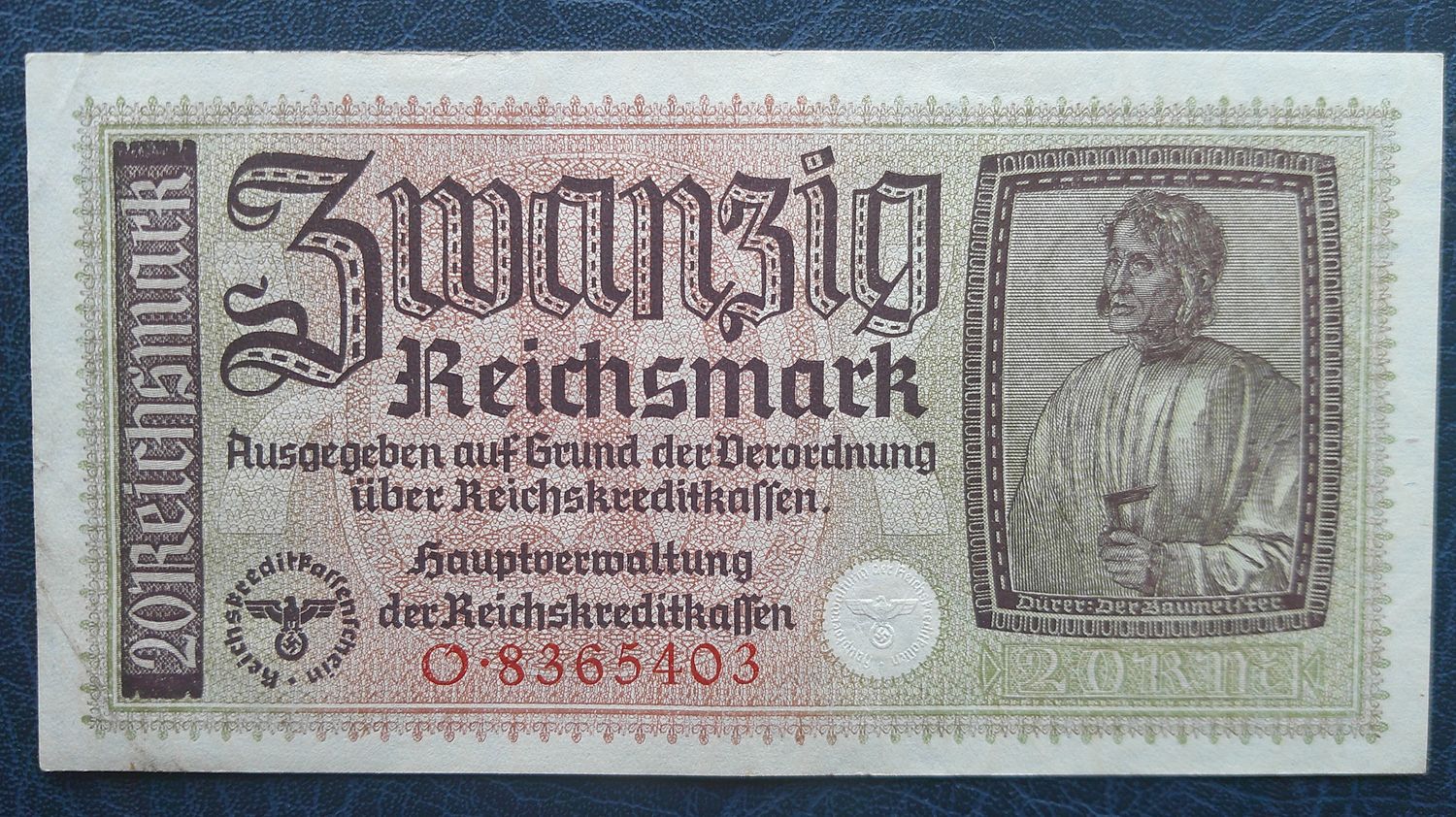 Germany 20 ReichsMarks  -  1940 to 1945