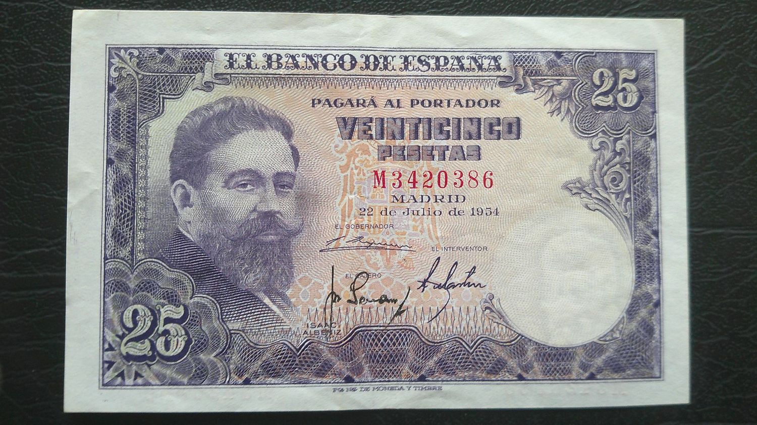 Spain 25 Pesetas  -  1954
