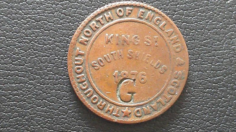 Tea Token South Shields - 1876 Counterstamped G