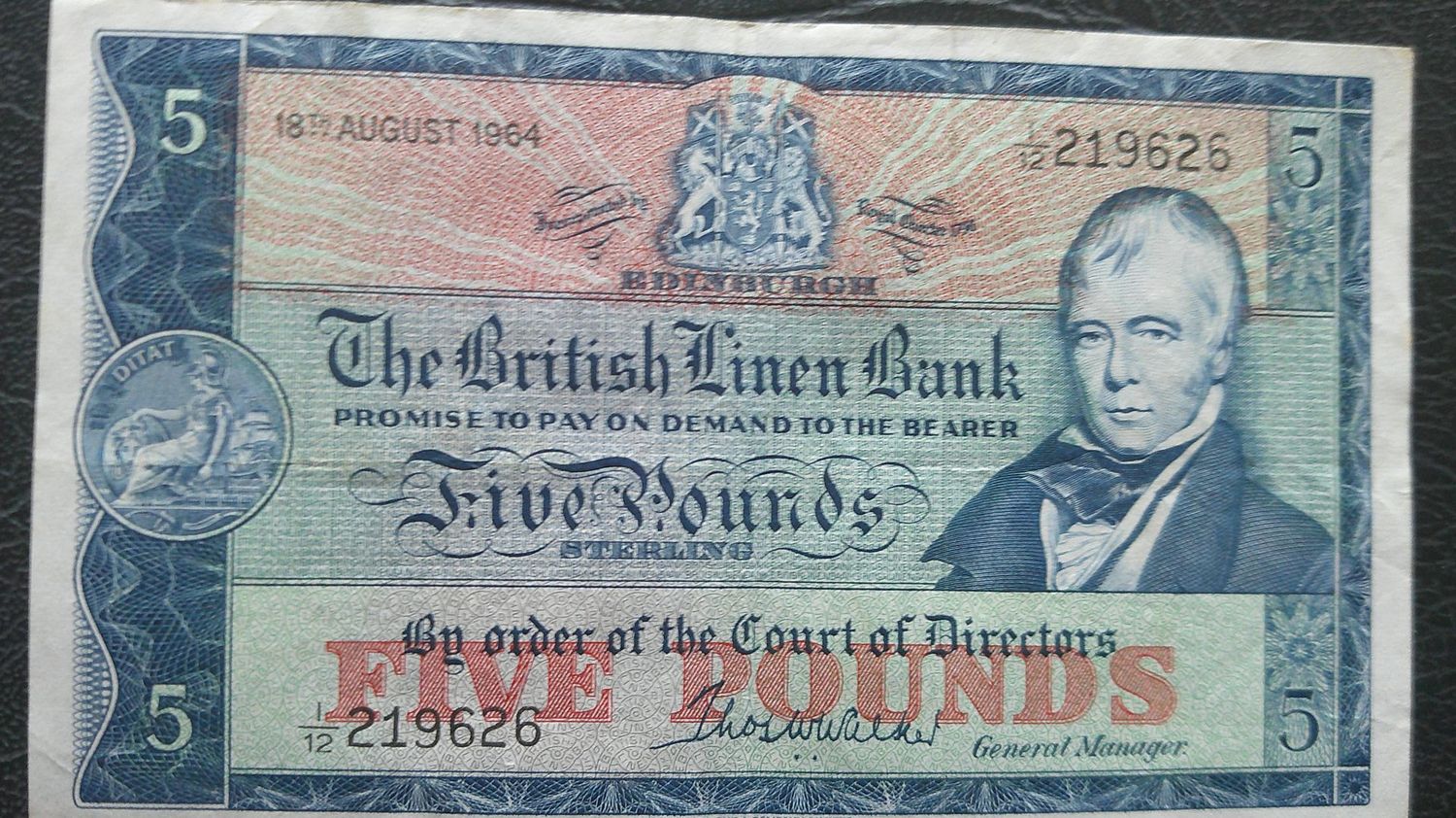 British Linen Bank £5 - 1964  (August)