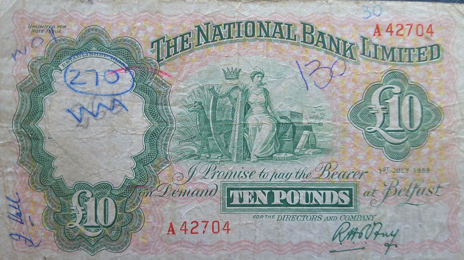 The National Bank £10 - 1959