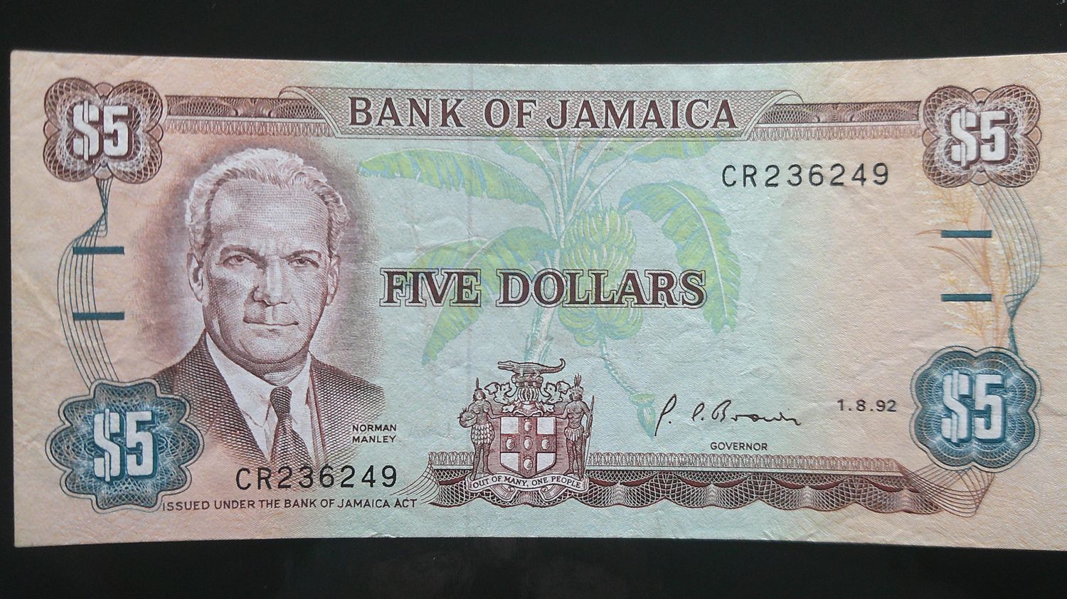Jamaica 5 Dollars - 1992