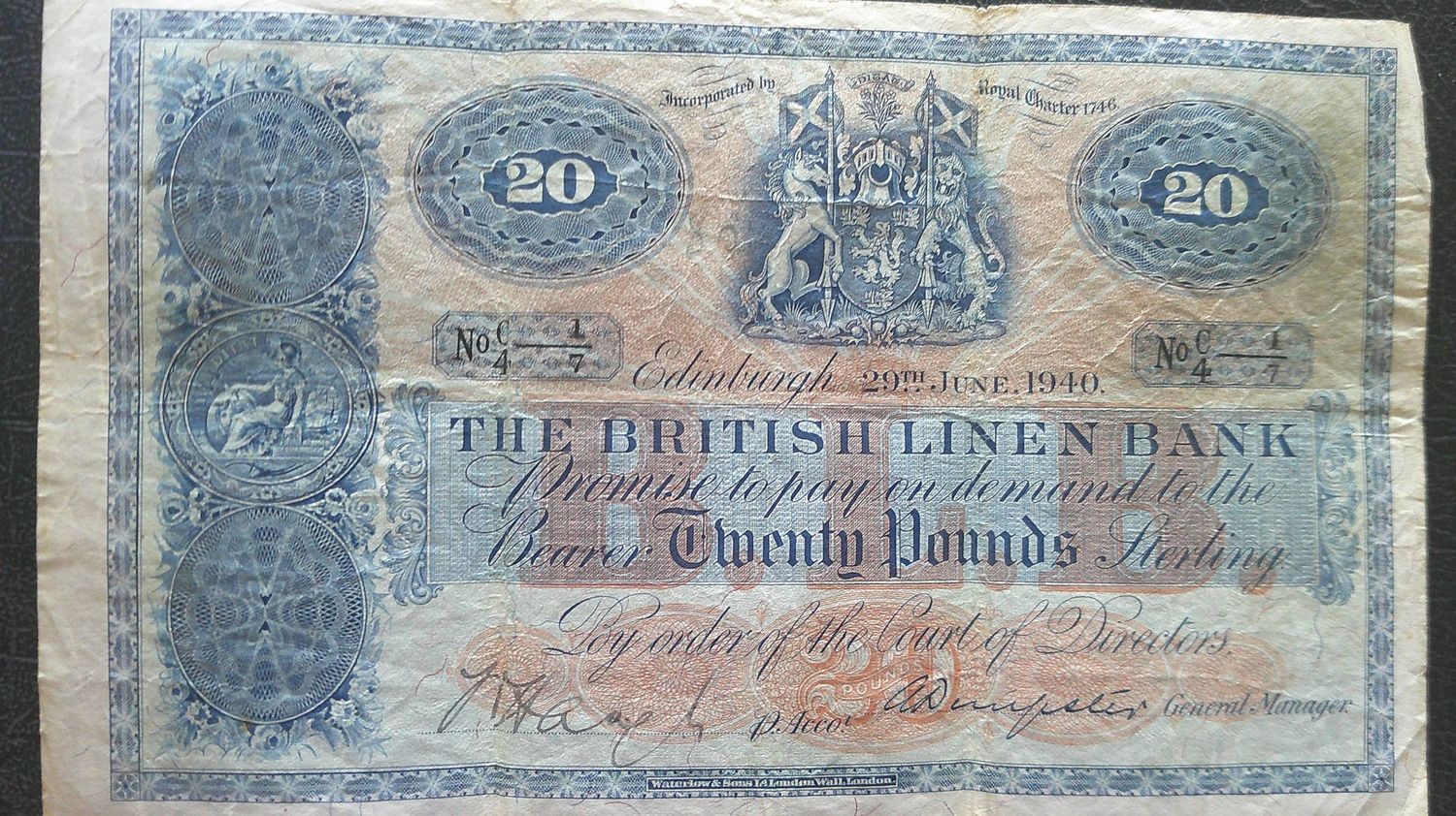 British Linen Bank £20 - 1940