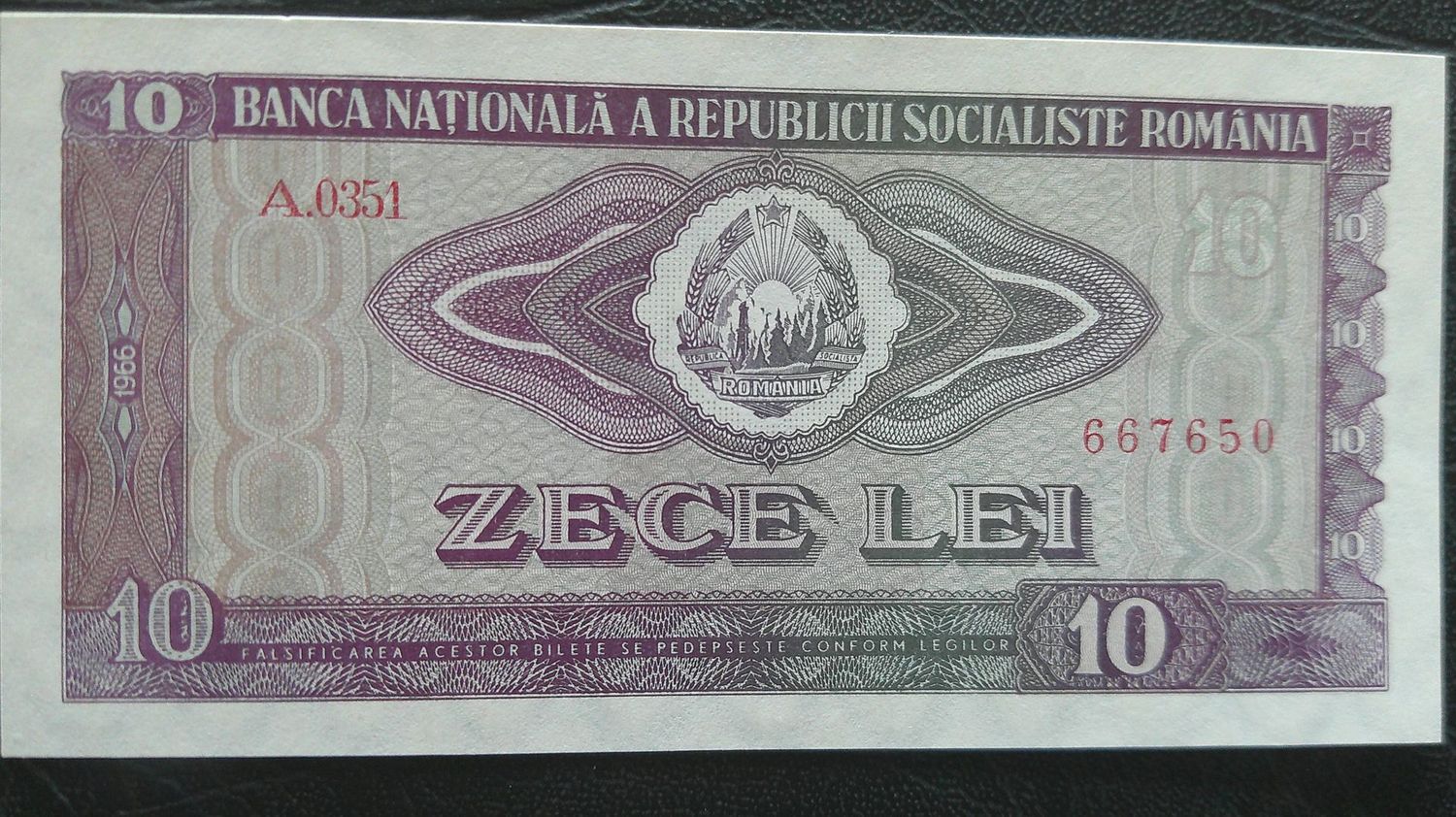 Romania 10 Lei  -  1966