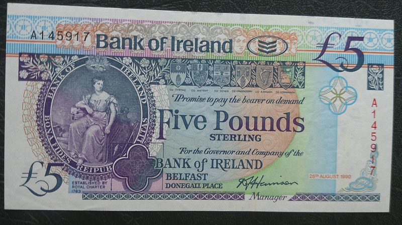 Bank of Ireland £5 - 1990