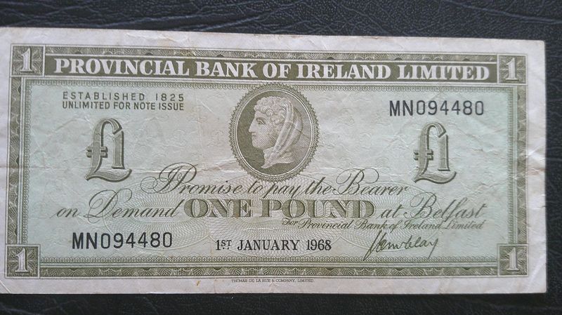 Provincial Bank of Ireland Limited £1 - 1968  (Scarce)