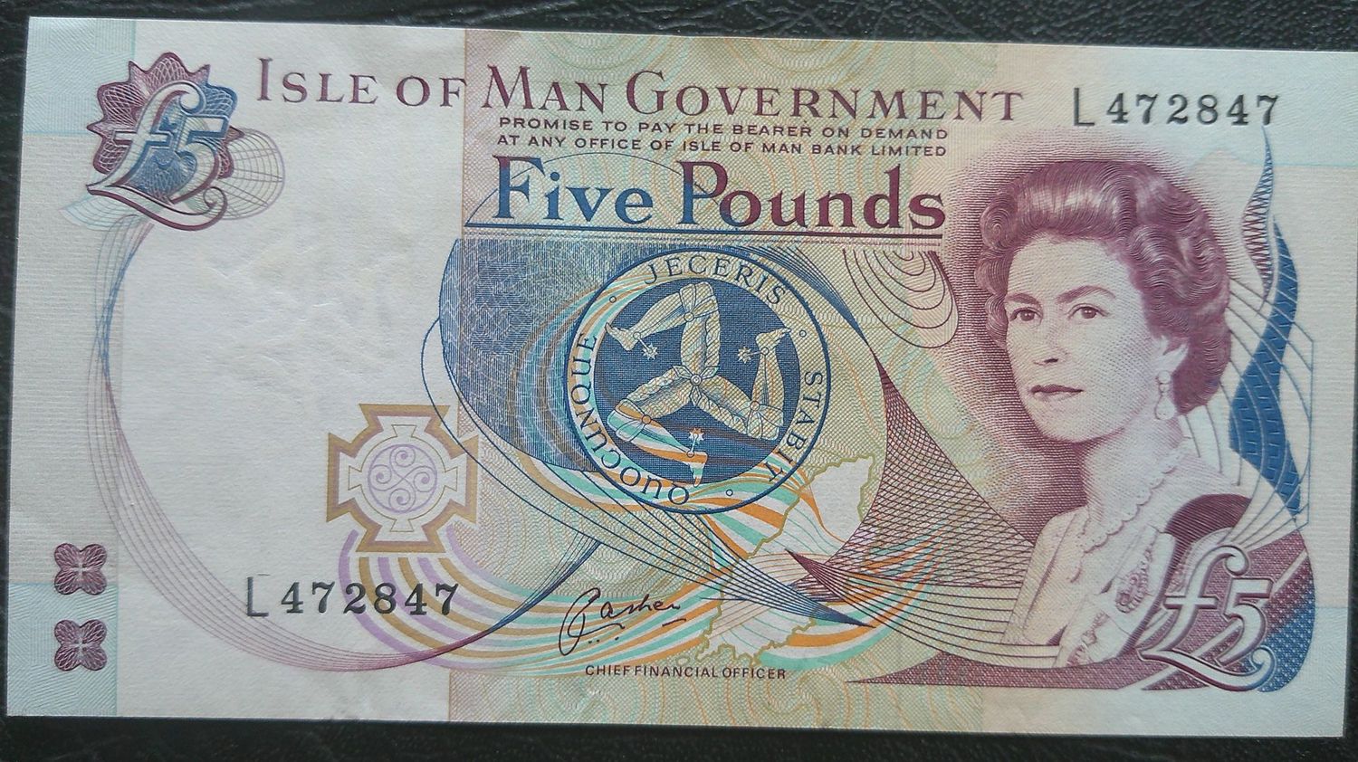 Isle of Man £5 - 1991  (Cashen)